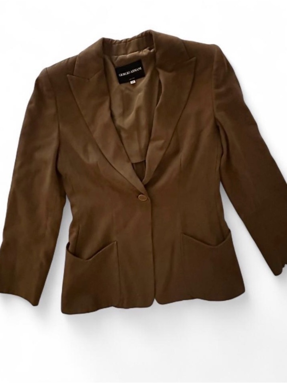 Giorgio Armani Women's Olive Brown Single-Button Blazer